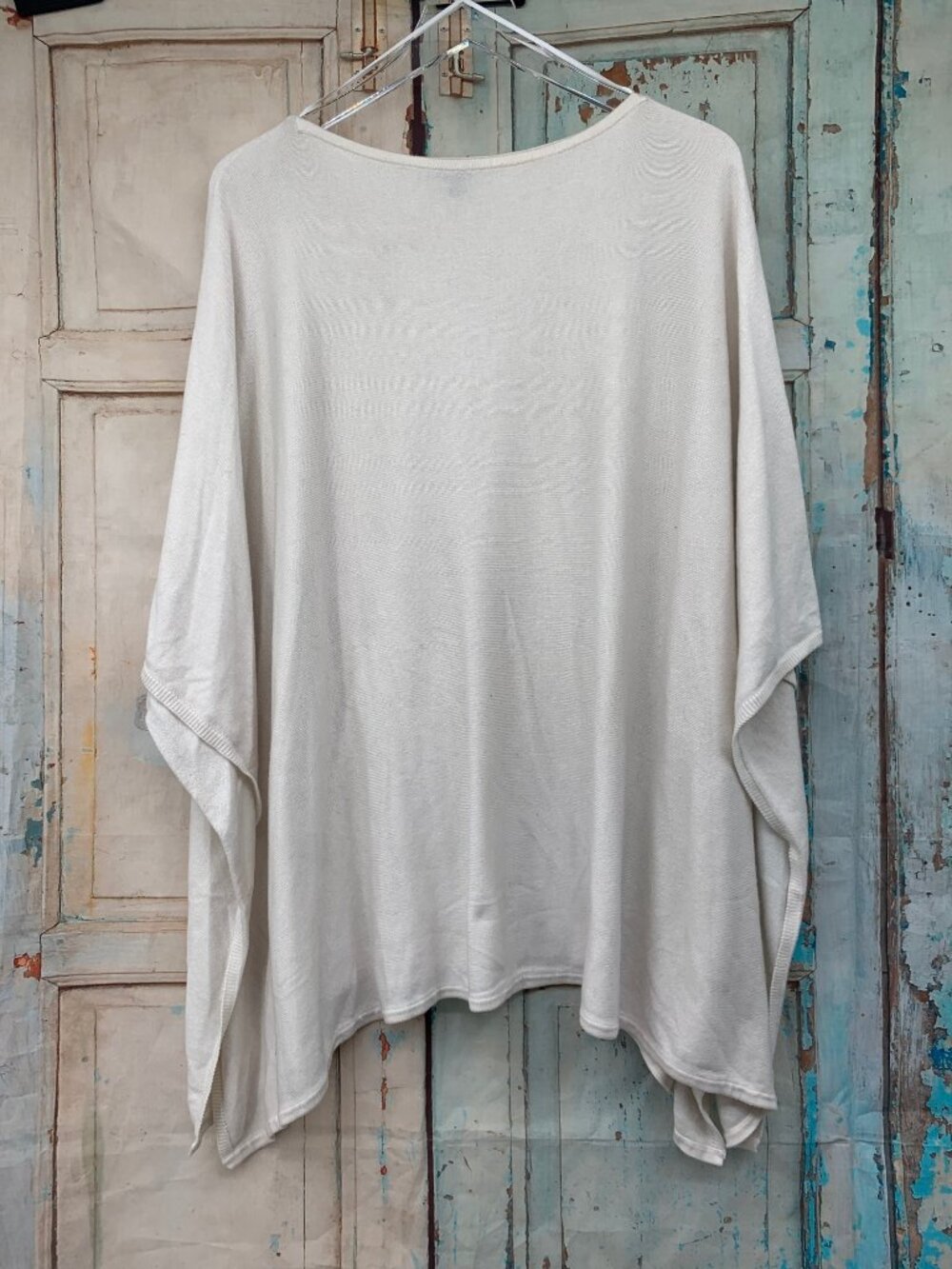 Ann Taylor Womens White Knit Poncho Sweater One Size Made In China